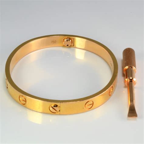 cartier 18k gold love bracelet|cartier love bracelet screwdriver gold.